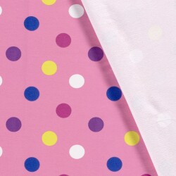 French-Terry grosse bunte Punkte - hellpink