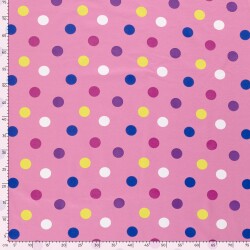 French-Terry grosse bunte Punkte - hellpink