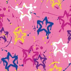 Francese-Terry colore splash stelle rosa