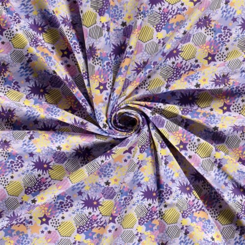 French terry wild honeycombs and star lilac