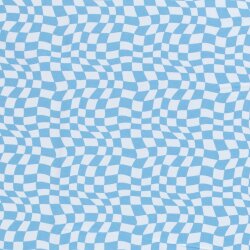 Baumwolljersey verzerrtes Karo babyblau
