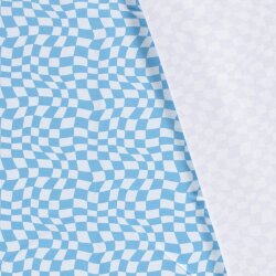 Baumwolljersey verzerrtes Karo babyblau