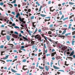 Cotton jersey abstract leo world light pink