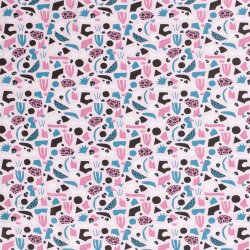 Cotton jersey abstract leo world light pink