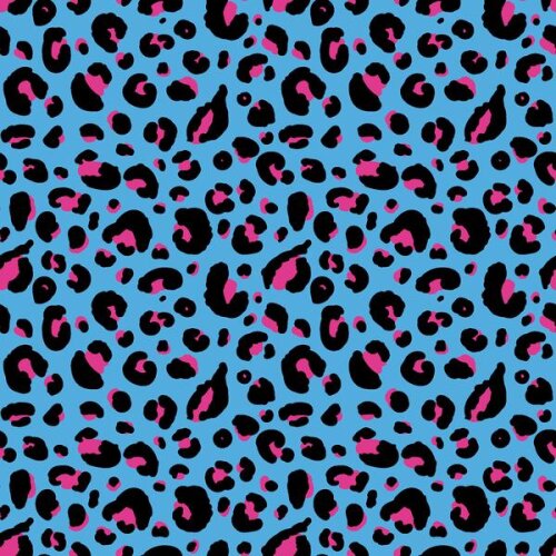 Cotton jersey colorful leopard dots water blue