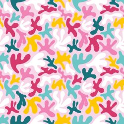 Cotton jersey abstract plants light pink