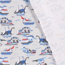 Attaque de dinosaure en jersey de coton gris clair