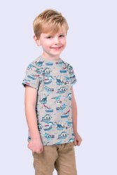 Attaque de dinosaure en jersey de coton gris clair