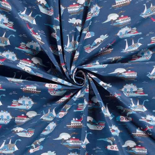 Jersey de algodón dinosaurio ataque azul zafiro