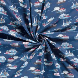 Cotton jersey dinosaur attack sapphire blue