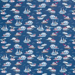 Cotton jersey dinosaur attack sapphire blue
