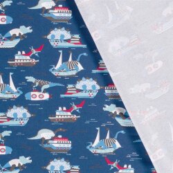 Jersey de algodón dinosaurio ataque azul zafiro