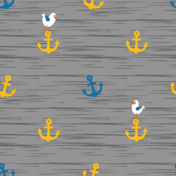 Cotton jersey seagulls and anchors steel grey
