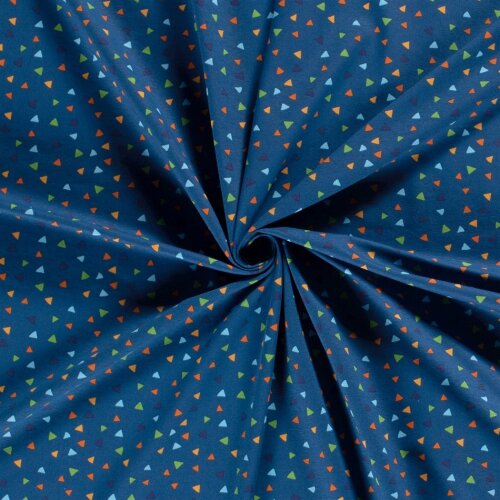 Cotton jersey confetti triangles indigo blue