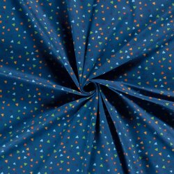 Cotton jersey confetti triangles indigo blue