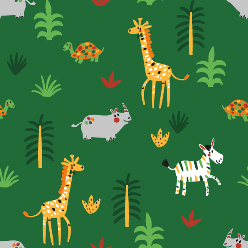 Jersey de algodón colorido confeti safari - verde