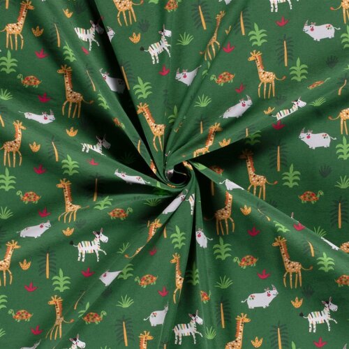 Cotton jersey colorful confetti safari - green