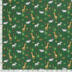 Cotton jersey colorful confetti safari - green