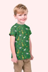 Cotton jersey colorful confetti safari - green