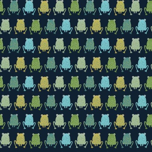 Jersey de coton grenouilles bleu saphir