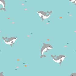 Katoenen jersey dolfijnen aqua