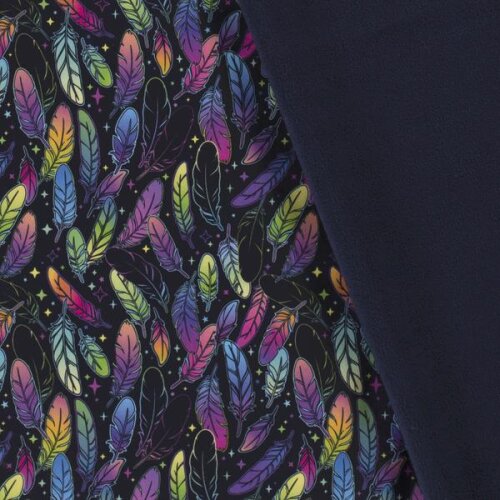 Softshell Digital Colorful Feathers - Dark Blue