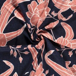 Fleurs de popeline viscose - Rose