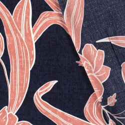 Fleurs de popeline viscose - Rose