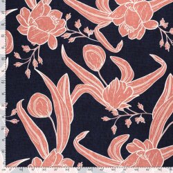 Fleurs de popeline viscose - Rose