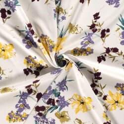 Viscose poplin bloemen - crème