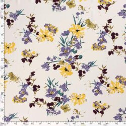 Viscose poplin bloemen - crème