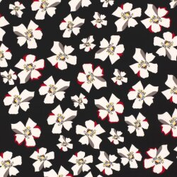 Šifón Georgette digitální květiny - černá