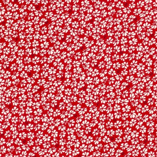 Šifón Georgette digitální květiny - červená