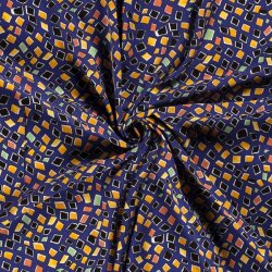 Viscose crepe with pattern - royal blue