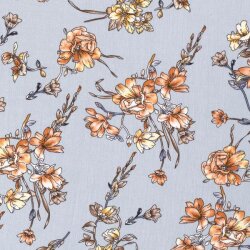 Viskose-Krepp Blumen - babyblau