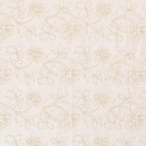 Viscose linen floral embroidery cream
