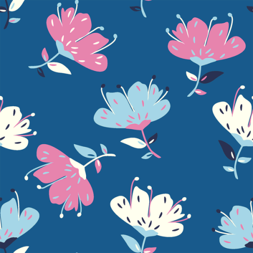 Mosseline bloemen - koningsblauw