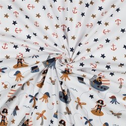 Baumwolljersey Piraten - weiß