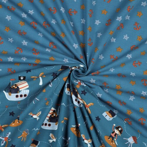 Pirati in jersey di cotone - blu denim
