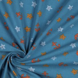 Katoenen jersey piraten - denim blauw