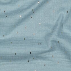 Musselin Gold Striche - cyanblau