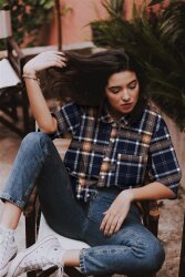 FLANNEL PLAID - navy blue/red