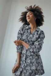 Jeans flowers - indigo blue