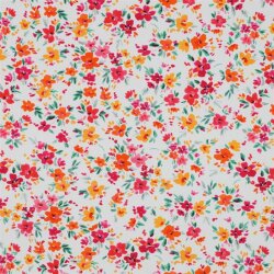 Jersey di cotone Digital Flowers - bianco