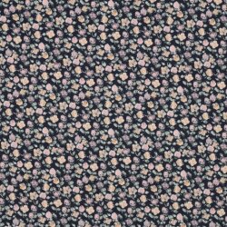 Baby Corduroy Digital SOFT Flowers - donkerblauw