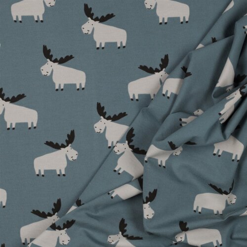 Cotton jersey MOOSE - denim blue