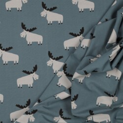 Katoenen jersey MOOSE - denim blauw
