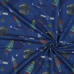 French Terry Digital Space - cobalt blue