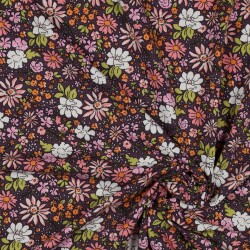 French Terry fleurs - violet foncé
