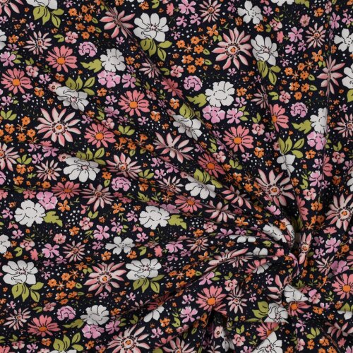 French Terry flowers - dark blue